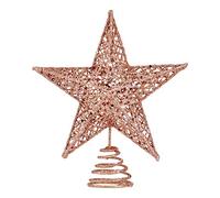 BinaryABC Christmas Tree Topper Star,Glittering Christmas Tree Decoration Ornaments,20cm (Rose Gold)