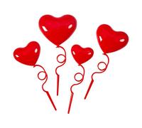 BinaryABC Red Heart Balloon Cake Topper Cake Picks,Valentine Day Cake Decoration,Valentines Day Wedding New Year Eve Party Supplies,5 Pack