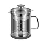 BinaryABC Yogurt Strainer,Nut Milk Strainer,Juice Food Strainer,Glass Teapot with Mesh Strainer,Stainless Steel Iced Tea Pitcher(1500ML)