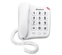 Binatone Big Button 110 Corded Phone, Wall Mountable, Hearing Aid Compatible, Redial Button - White