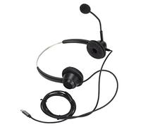 Binaural Business Headset with Noise Cancelling Mic for Call Centers and Conference Calls in Black Durable ABS Material
