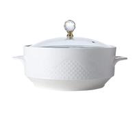 Binaural Porcelain Soup Bowl With Lid,Ceramic Soup Tureen With Glass Lid Porcelain Serving Tureen SoupLarge Porcelain Serving Soup Bowls For Home Kitchen Restaurant Decoration(8 inches)