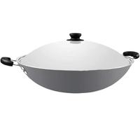 Binaural Wok 40cm Large Uncoated Chinese Style Flat Bottom Wok for Induction Cooker - Versatile Household Cooking Essential
