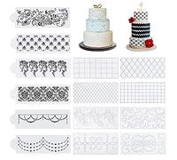 Binbe 14 Pcs Cake Decorating Stencils Floral Wedding Cake Stencil Floral Cake Templates Spray Floral Cake Molds Hollow Lace Cake Decoration Molds DIY Baking Decor Mold for Cake Decoration
