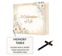 BINBE Funeral Guest Book,Gold Funeral Guest Book for Memorial Services 80 Pages Celebration Of Life Guest Book Funeral Sign In Book for Guests Memorial Guest Book with Pen and Sign