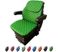 Binbir Trend Three Pieces Heavy Duty Universal Tractor Seat Cover with Headrest, Seat Cover for John Deere (Green Leather -Yellow Stitches)