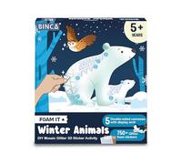 Binca Foam Sticker Mosaic Art Activity, 750+ 3D Glitter Foam Stickers, 5 Winter Animals with Display Arch, DIY Mess-Free Activities, Felt Craft Kits & Gifts for Boys & Girls Ages 5,6,7,8