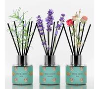Binca Vidou Reed Diffuser Set of 3, binca vidou Lavender, Rose, Vanilla Fragrance Reed Oil Diffuser Set with Rattan Reeds for Office Bathroom Living Room 50ml