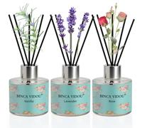 Binca Vidou Reed Diffuser Set of 3, Lavender Rose Vanilla Oil Reed Diffusers for Bedroom Living Room Office Aromatherapy Oil Gift & Stress Relief 50ml x 3