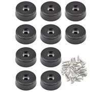 BINCKIN 1 Inch Rubber Feet Chopping Board, Pack of 10 Rubber Buffers, Screwable Rubber Feet, Practical for Cutting Boards, Chairs and Furniture (Black)