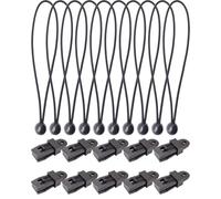 BINCKIN 20PCS Tarp Clip Bungee Cord with Ball, Black Reusable Awning Clips and 10 Inch Bungee Cords with Balls, Adjustable Tarpaulin Clips and Ball Bungees