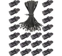 BINCKIN 40PCS Tarp Clips Short Bungee Cords with Hooks, Adjustable Tarpaulin Clip and Hook Bungees, Black Reusable Awning Clips and Bungee Cord with Hook