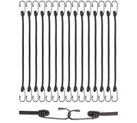 BINCKIN Black Bungee Cords with Hooks 40cm, 15 Pcs Heavy Duty Bungees with Hooks, Bungee Straps with Hooks for Camping Tarp, Tents, Canopy and Fixings (Black)