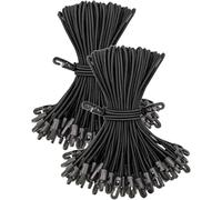 BINCKIN Small Bungee Cords with Hooks 100 Pcs, Short Bungees with Hooks 10 Inch, Tarpaulin Hooks for Camping Tarp, Tents, Canopy and Fixings (Black)