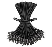 BINCKIN Small Bungee Cords with Hooks 50 Pcs, Short Bungees with Hooks 10 Inch, Tarpaulin Hooks for Camping Tarp, Tents, Canopy and Fixings (Black)