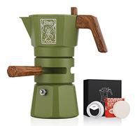 Bincoo 120ML Stovetop Espresso Maker Double Valve Moka Pot with Thermostat Extractor Italian Espresso Moka Pot with Powder Dispenser and Filter Paper for Home (Green)