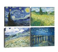 BINCUE Vincent Van Gogh Decorative Starry Night Wall Art on Canvas Oil Painting Wall Picture Abstract Landscape Pictures for Living Room Blue Impressionism Wall Decoration Wheat Field with Cypresses