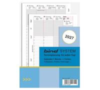 BIND B250827 Calendar Insert for Weekly Calendar A5, Timer Insert for Calendar Year 2027, 1 Week / 2 Pages, Appointment Calendar with System, Calendar for Bind System Planner and Standard Time Planner