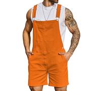 Bindefon Denim Overalls for Men Jean Shorts Jumpsuit Work Bibs Coveralls with Zipper