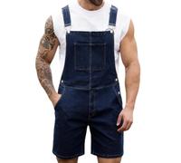 Bindefon Denim Overalls for Men Jean Shorts Jumpsuit Work Bibs Coveralls with Zipper