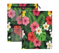 binder 3 Ringing 2 pcs Cute Hawaiian Tropical Flowers Hibiscus 11''x8.9''
