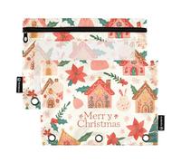 Binder 3 Rings with Clear Window Cartoon Cute Brown Christmas House Color Pencil case in Assorted Colors Binders 3 Rings for Storing School Students Teacher Supplies Multicolored 2 PCS