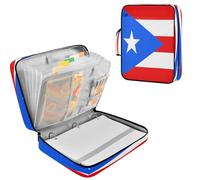 Binder Bag Flat Opening Water Resistant 500 Sheets Capacity Multi Pocket for Students, Teachers, Office Workers Flag of Puerto Rico