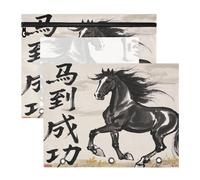 Binder Clear 3 Rings Pocket for A4 Paper Letter 2 Pack Teacher College Supplies Chinese Character Cultural Quote Success