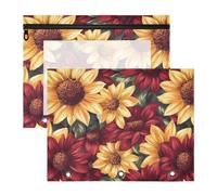 Binder Clear Pen Holder Case for 3 Rings Binder 2 Pack Students Storing School Students Teacher Supplies Autumn Blooms Floral