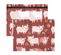 Binder Clear Plastic File Folder for A4 Paper Letter 2 Pack Students Office Unique Pet Pig Terracotta