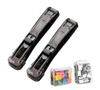 Binder Clip Dispenser - Portable Clip Stapler | 2 Dispensers with 100 Reusable Steel Clips, Ergonomic Office Accessory for Teachers, Accountants, and Schools