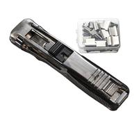 Binder Clip Stapler - 11.5 x 2.5 cm Portable Handheld Clip Dispenser, ABS Metal Push-Type Stapler | Includes 50 Reusable Clips, Large Size Mini Staplers | Desktop Document For Home School Office