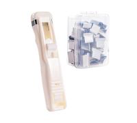 Binder Clip Stapler - ABS Stainless Steel Mini Push Stapler | Reusable Tool for Binding Documents, 50 Clips Included, For Organizing At Home, Dorm, In The School