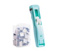 Binder Clip Stapler - ABS Stainless Steel Mini Push Stapler | Reusable Tool for Binding Documents, 50 Clips Included, For Organizing At Home, Dorm, In The School