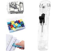 Binder Clip Stapler, Portable Binder Clip Stapler Including 100 Reusable Clips, Refillable Office Stapler Set, Handheld Paper Shell Clip Dispenser, Mini Push Stapler Set
