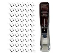 Binder Clip Stapler - PP, 50 Clips, Portable Paper Clips, Handheld Paper Clip Dispenser | Compact Design, Easy Use, Mini Push-Button Stapler for Home, School, Desk, and Office