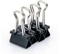 Binder Clips - 24 Pcs Foldback Clips 15mm/19mm/25mm/32mm/41mm/51mm Paper Clips Stationary Clamp Clips Bulldog Clips Swallowtail Clip Money Paper Stationary Clamps Office School Home (Black, 15mm)