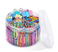 Binder Clips, Sopito 300pcs Assorted Sizes Stationery Set, Including Paperclips, Fold-Back Clips, and Elastic Bands for Office, School, Home