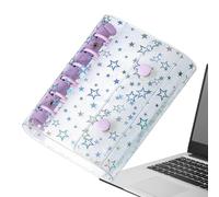 Binder Cover | A7 Glitter Star Budget Planner Notebook Protector | 6 Ring Binder - for Organizer Folder Loose Leaf Journal Cash Envelopes Albums