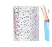 Binder Cover - A7 Glitter Star Notebook Protector | 6 Ring Binder,for Cash Envelopes Journal Albums Organizer Folder Loose Leaf