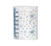 Binder Cover - A7 Glitter Star Planner Shell, Refillable Notebook Protector | Transparent PVC Design Six Ring Mechanism Durable Waterproof Organising Accessory for Journal Album Cash Envelope