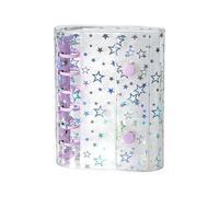 Binder Covers - A7 Glitter Star Budget Planner, Pink Finish, 11x14.5cm Compact Size,6 Ring Fit, Waterproof PVC Stationery Grade for Cash Stuffing and Personal Journaling