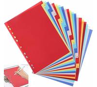Binder Dividers Set Vibrant Colored A4 Binder, Vibrant Colored Plastic Index Tabs for Office/School/Home, Durable Ring Folder Organizer with Reusable Alphabet Dividers
