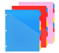 Binder Dividers with Front Pocket Binder Index Dividers 8-Tab Set Pack of 3 Sets Multicolor Tab dividers Plastic Binder Dividers with Tabs