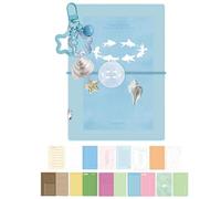 Binder Journal - 9x13x3cm M5 5-Ring Loose Leaf Refillable Notebook Transparent Tri Fold Cute Spiral Binder Journal with 50 Sheets, Mini Portable Planner Scrapbook for Home Office