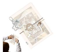 Binder Journal - 9x13x3cm M5 5-Ring Loose Leaf Refillable Notebook Transparent Tri Fold Cute Spiral Binder Journal with 50 Sheets, Mini Portable Planner Scrapbook for Home Office