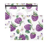 Binder Multi-Purpose Pen Holder Case for 3 Rings Binder 2 Pack Students College Supplies Fresh Dewberry Fruit White Purple