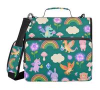 Binder Organizer with Handle Easy to Carry 1.5 Inch 3 Ringing Storage Bag Portfolio Binder School Supplies Organizer Magical Creatures Pattern