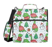 Binder Organizer with Shoulder Strap & Handle Waterproof 1.5 Inch 3 Ringing Pencil Cases Portfolio Binder School Supplies Organizer Christmas Dino Snowflakes