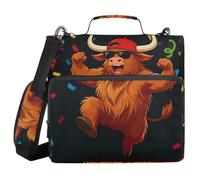 Binder Organizer with Shoulder Strap Laege Capacity 1.5 Inch 3 Ringing Pencil Cases Portfolio Binder Office Document Organizer Highland Cow Crushed 100th Day of School